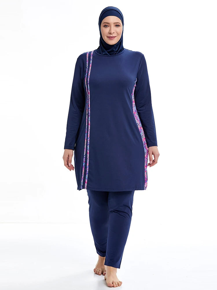 3-teiliger, dünner, sportlicher muslimischer Badeanzug, Burkini für Damen, bescheidener Badeanzug, Hijab-Oberteil und Hose (kein integrierter BH)