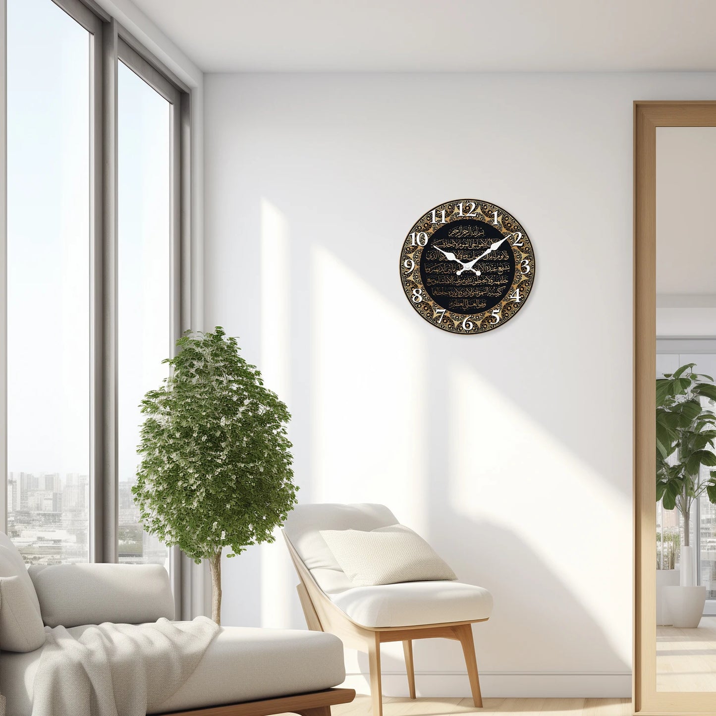 Wanduhr Eine Kunst islamische Kalligraphie Schrift Holz Wohnzimmer Schlafzimmer Küche Home Dekoration Wanduhr leise Quarzuhr Urlaub Geschenk 10 Zoll 12 Zoll 14 Zoll 16 Zoll (ohne Batterien)