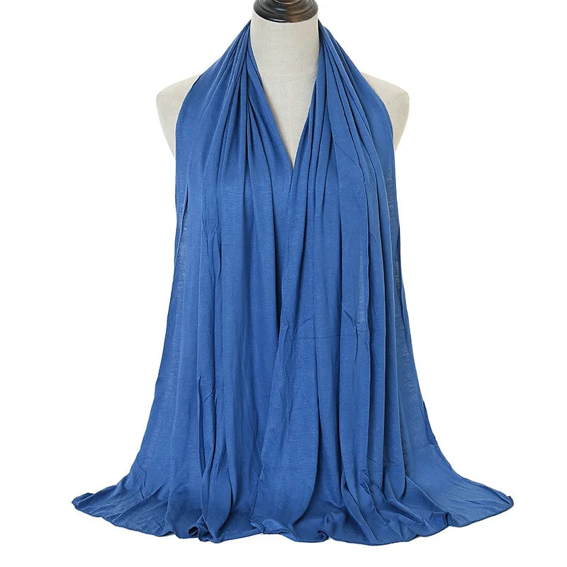 Premium Baumwolljersey Hijab Schal Muslim Langer Schal Einfarbig Weich Turban Krawatte Weibliches Stirnband 170x60cm