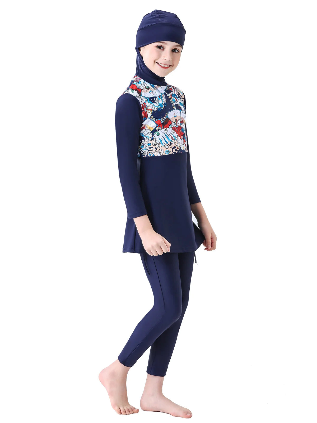 Kinder Bescheidenheit Burkinis Sets Muslimische Kinder Mädchen Kapuzen Hijab Badeanzug Badekostüme Kinder Strandanzug Bademode Zweiteilige Sets