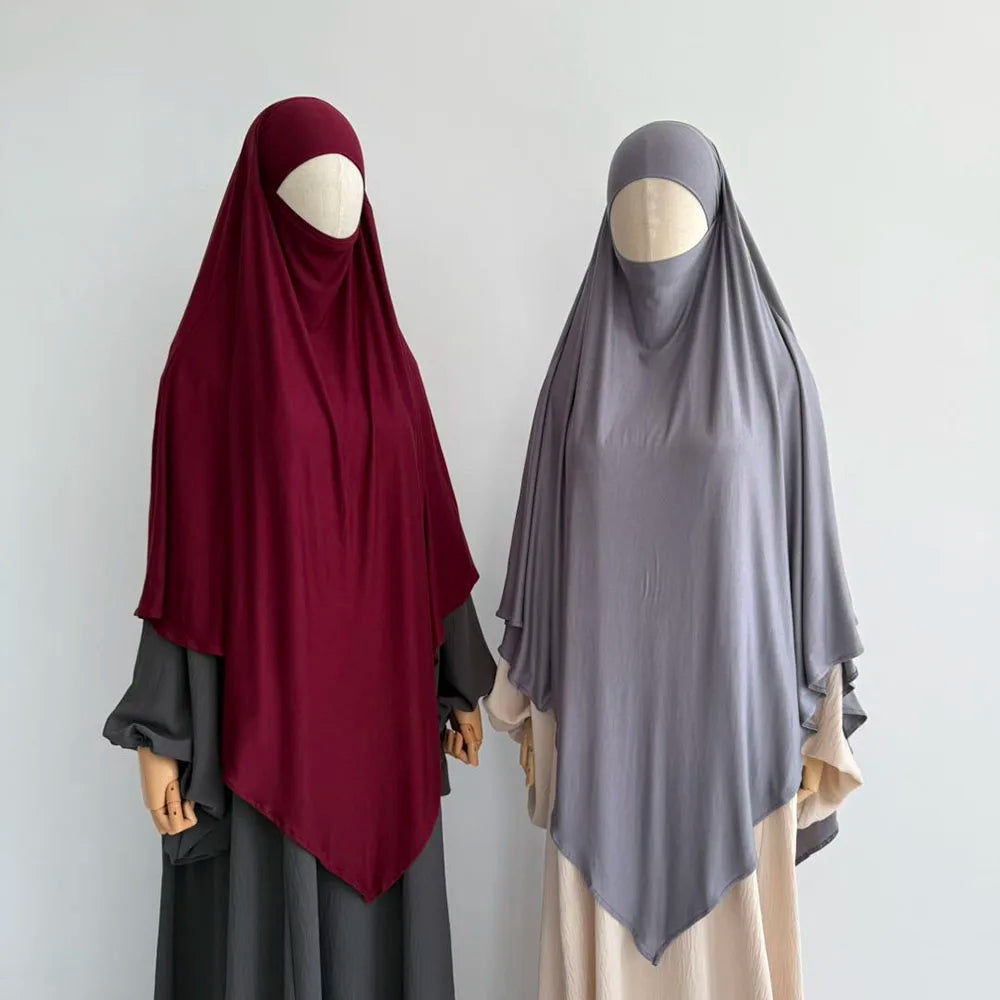 Khimar aus hochwertigem Baumwolljersey, dehnbar, leicht, atmungsaktiv, einlagig, Islam, muslimische Frauen, Eid, Ramadan, langes Gebet, Hijab Khimar