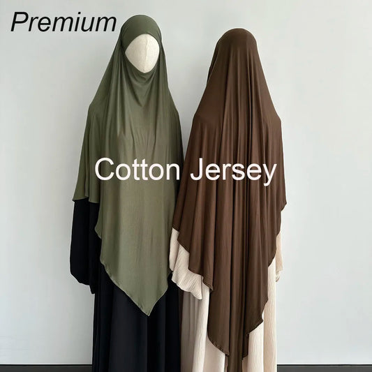 Khimar aus hochwertigem Baumwolljersey, dehnbar, leicht, atmungsaktiv, einlagig, Islam, muslimische Frauen, Eid, Ramadan, langes Gebet, Hijab Khimar