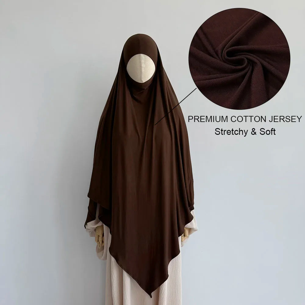 Khimar aus hochwertigem Baumwolljersey, dehnbar, leicht, atmungsaktiv, einlagig, Islam, muslimische Frauen, Eid, Ramadan, langes Gebet, Hijab Khimar