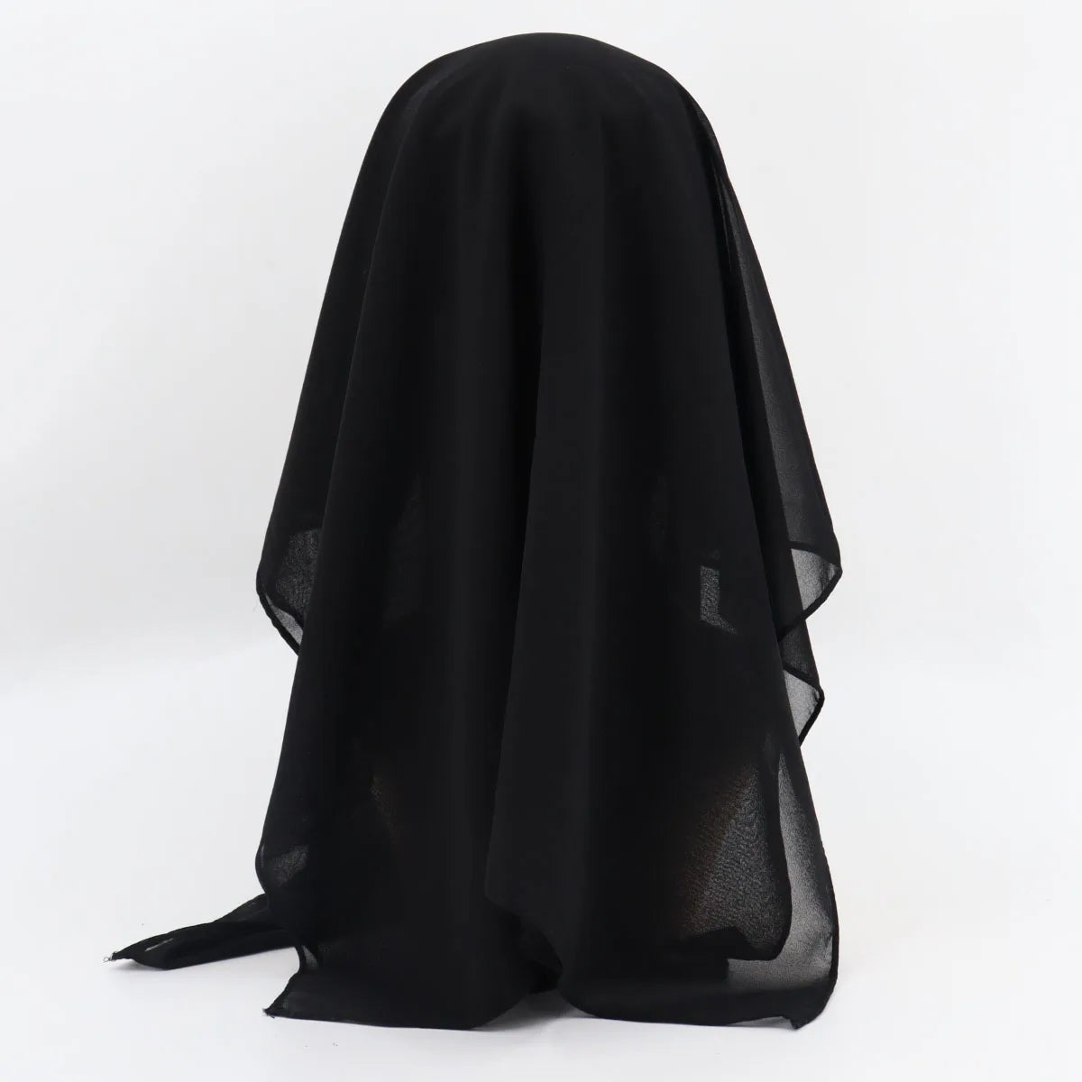 Niqab Dreilagiger Chiffon-Niqab zum Zurückbinden, Gesichtsmaske, vollständige Abdeckung, muslimischer Hijab-Schal, Kopftuch, Turban, Mütze