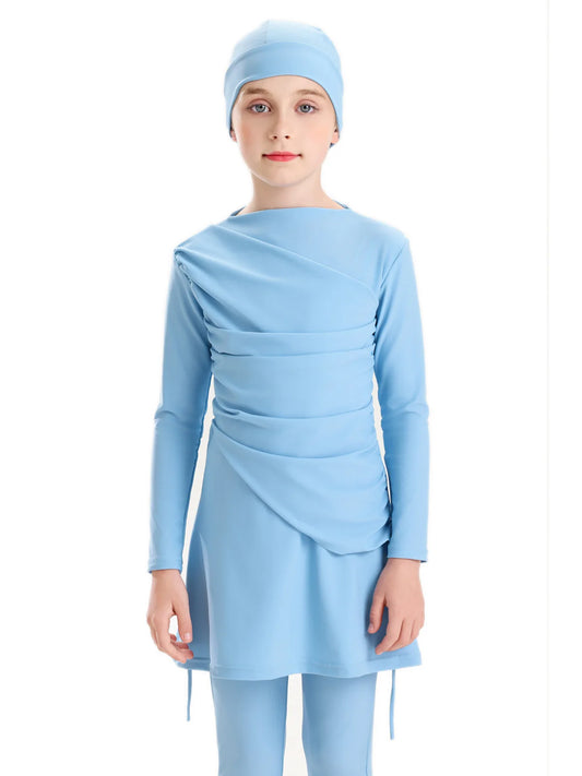 Burkini Abaya 3 teilig Set Kinder Bademode Mädchen Mit Badekappe Kleidung
