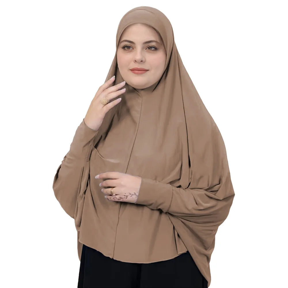 Muslimische Frauen Gebet Hijab Langer Schal Abaya Islamische Kleidung Schlicht Lang Khimar Eid Ramadan Kopfschmuck