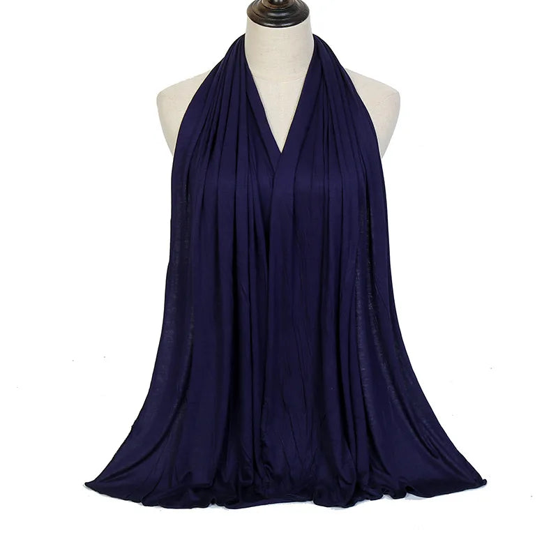 Baumwolljersey-Hijab-Schal, langer muslimischer Schal, schlicht, weich, Turban 170 x 60 cm