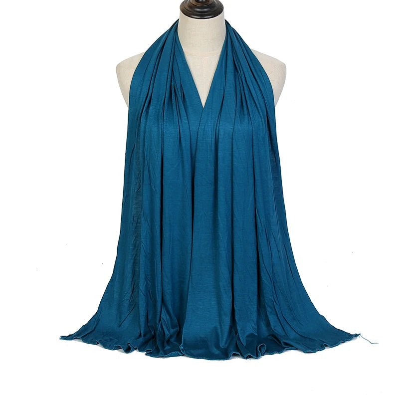 Premium Baumwolljersey Hijab Schal Muslim Langer Schal Einfarbig Weich Turban Krawatte Weibliches Stirnband 170x60cm