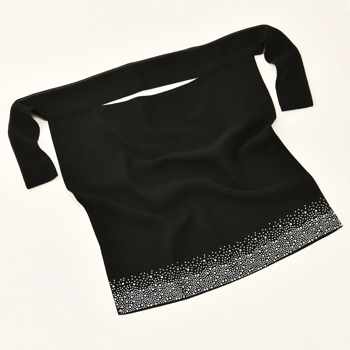 Muslimischer Chiffon-Niqab für Damen, schimmernde Strass-Dekoration, Gesichtsbedeckung, Premium-Chiffon, schwarzer Schleier, Ramadan-Gebets-Hijab