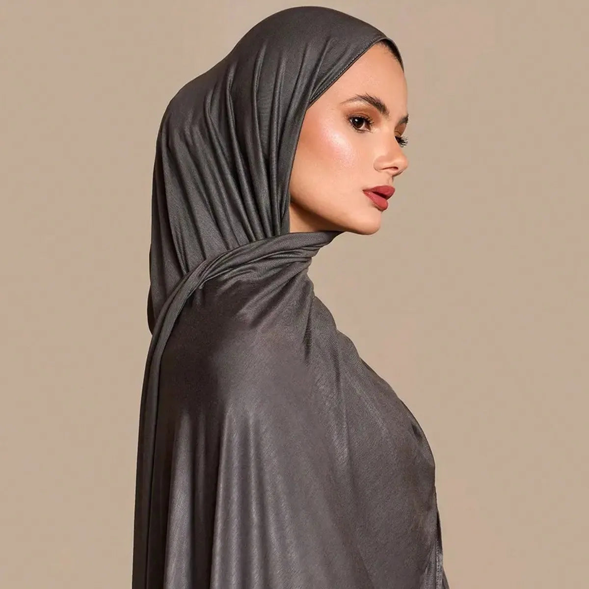 Premium Baumwolljersey Hijab Schal Muslim Langer Schal Einfarbig Weich Turban Krawatte Weibliches Stirnband 170x60cm
