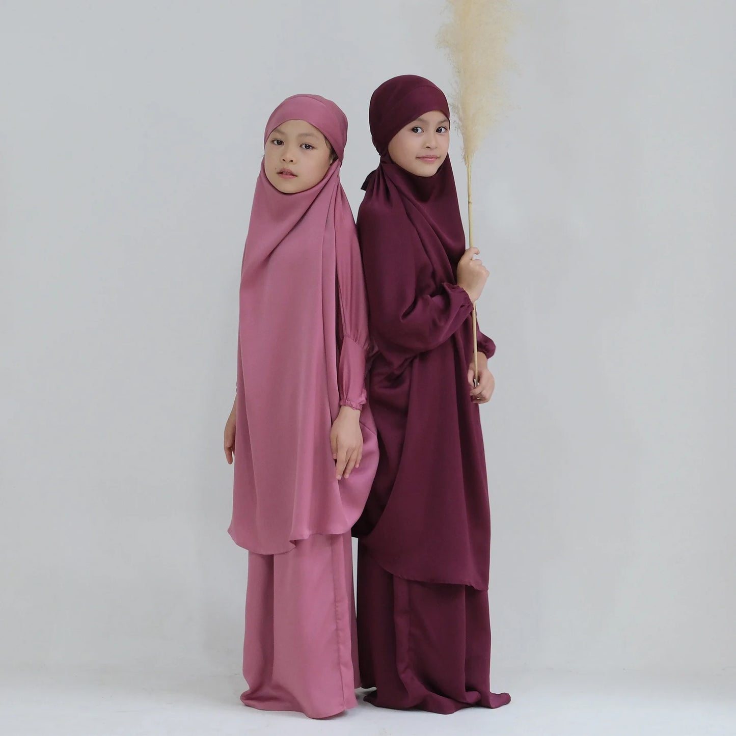 Abaya Kinder Mädchen Hijab Kleid Mit Kapuze Khimar Gebetskleidung Islamische Kleidung Volle Abdeckung Burka Niqab 2teilig