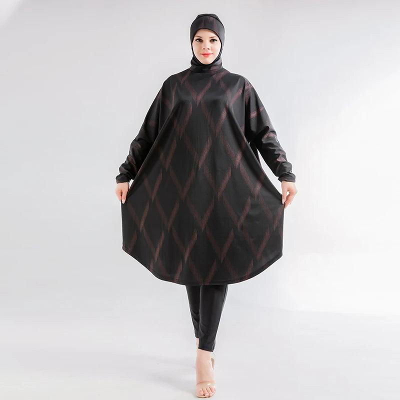 Muslimischer Burkini-Badeanzug für Frauen, bescheidene Bademode, langärmelig, Übergröße, Abaya, Abayas, Badeanzug, Überzüge, Hijab