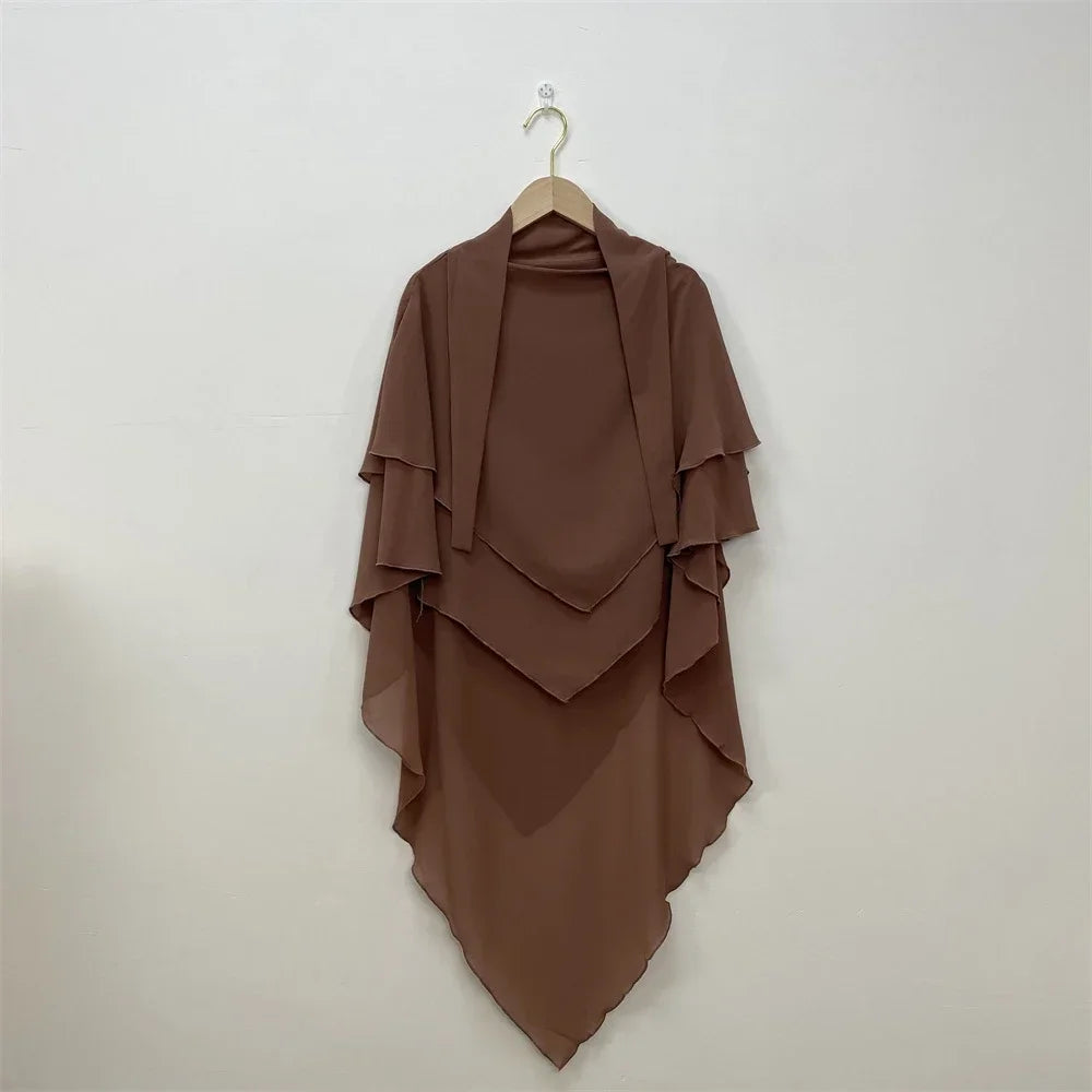 Khimar Chiffon 2-Lagig Hijab Frauen Muslim Bescheidenes Gebet Hijabs Islamische Kleidung Niqab Nikab Robe Abaya