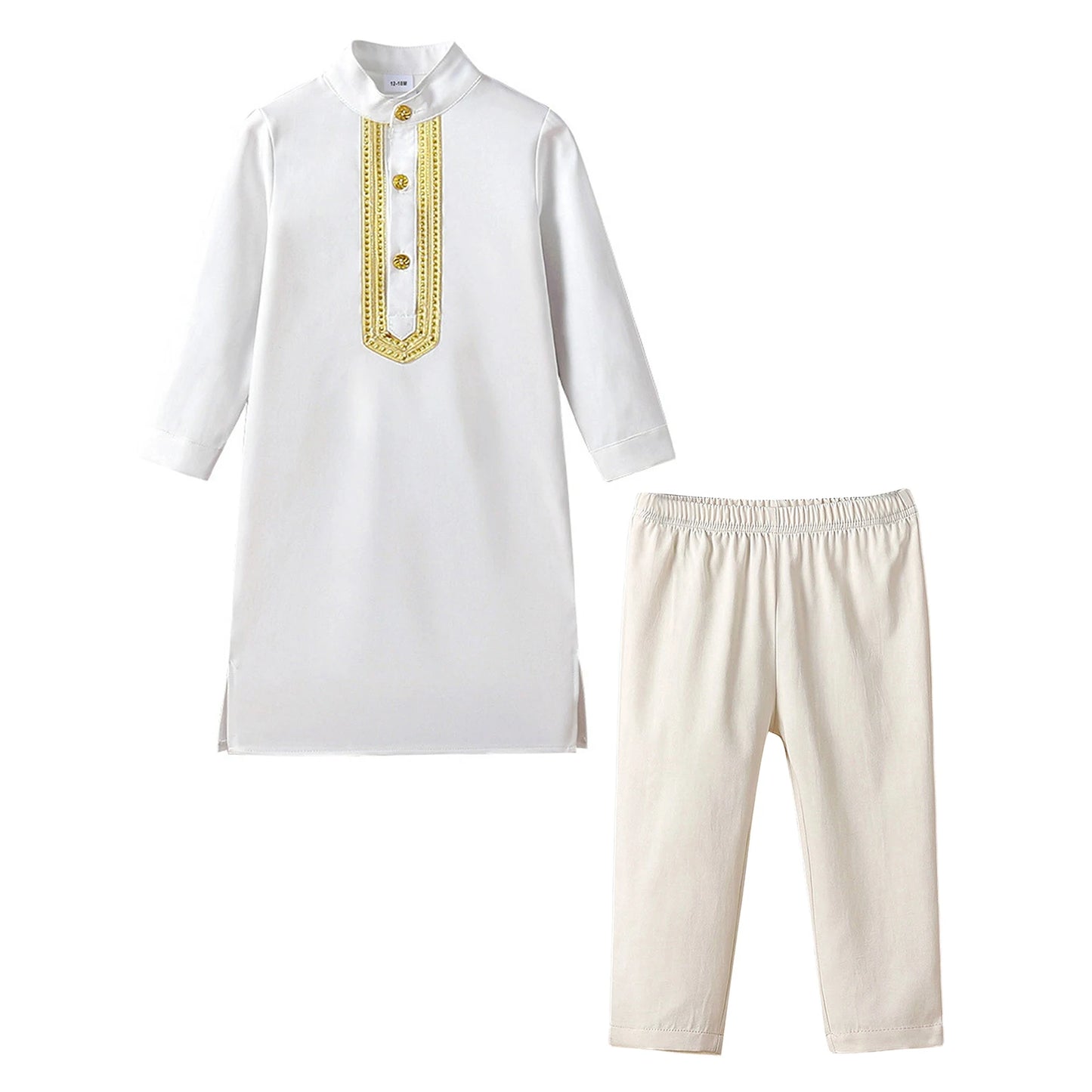 Abaya Kinder Jungen Arabische Muslimische Langarm Kleid mit Hose Islamisches Kaftan Abaya Set