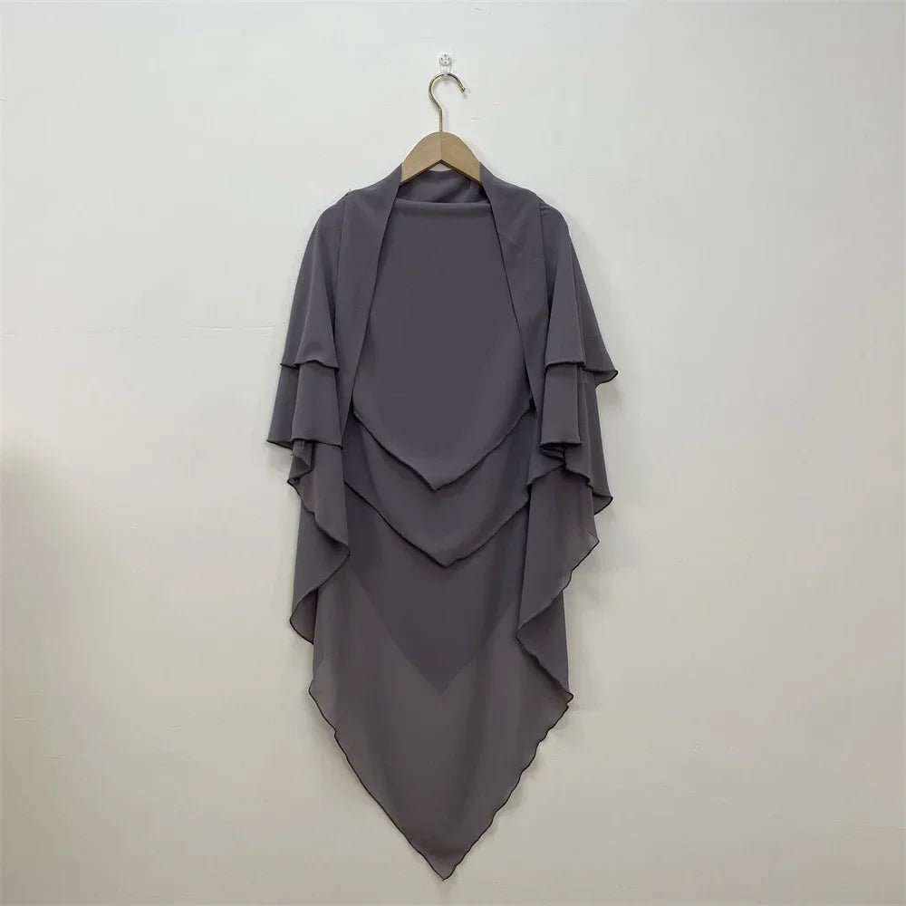 Khimar Chiffon 2-Lagig Hijab Frauen Muslim Bescheidenes Gebet Hijabs Islamische Kleidung Niqab Nikab Robe Abaya