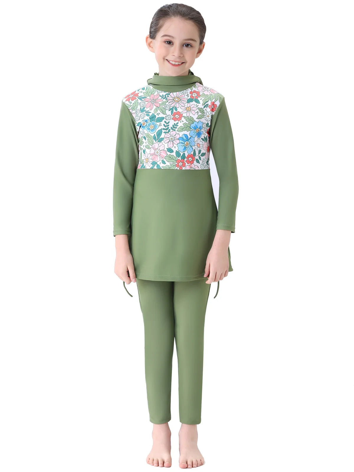 Kinder Bescheidenheit Burkinis Sets Muslimische Kinder Mädchen Kapuzen Hijab Badeanzug Badekostüme Kinder Strandanzug Bademode Zweiteilige Sets