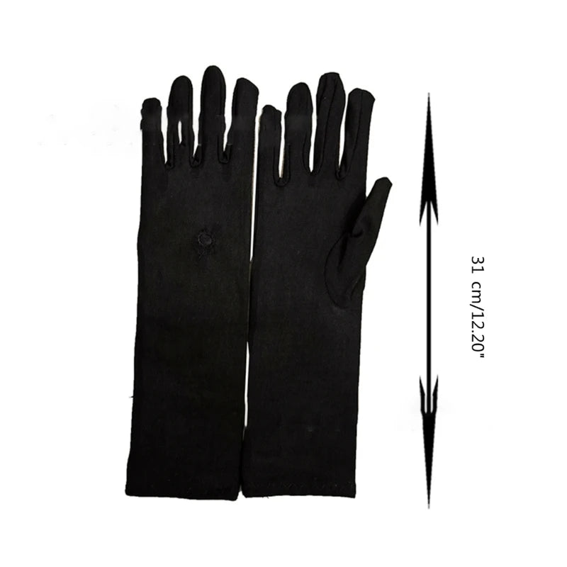 Muslimische schwarze Handschuhe für Frauen, sonnenfeste Armabdeckung, Stickerei, lange Armärmel, Vollfinger, arabische Hijab-Handhandschuhe