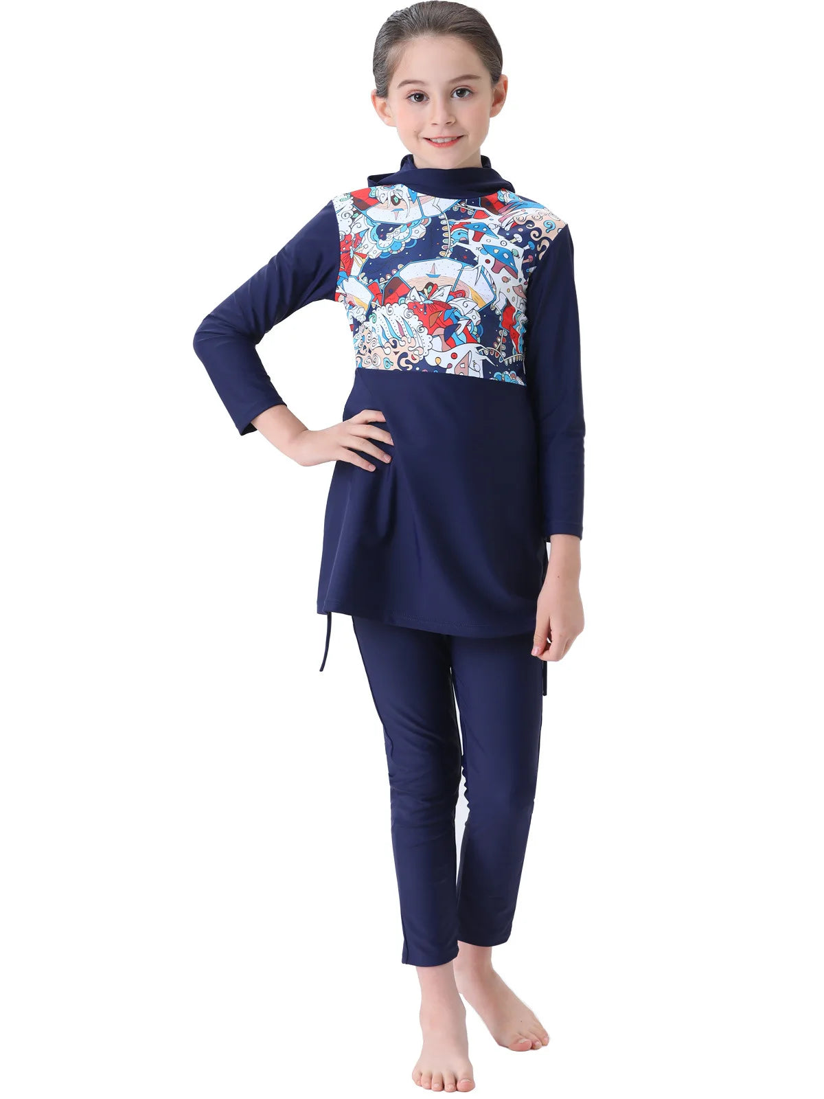 Kinder Bescheidenheit Burkinis Sets Muslimische Kinder Mädchen Kapuzen Hijab Badeanzug Badekostüme Kinder Strandanzug Bademode Zweiteilige Sets
