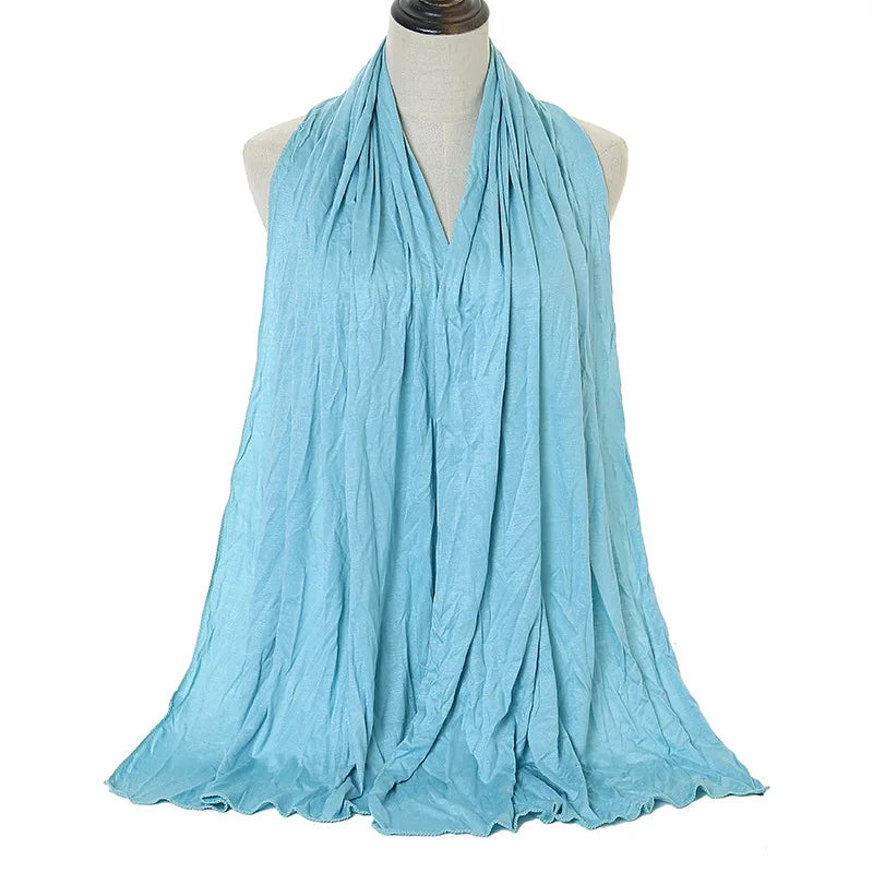 Premium Baumwolljersey Hijab Schal Muslim Langer Schal Einfarbig Weich Turban Krawatte Weibliches Stirnband 170x60cm
