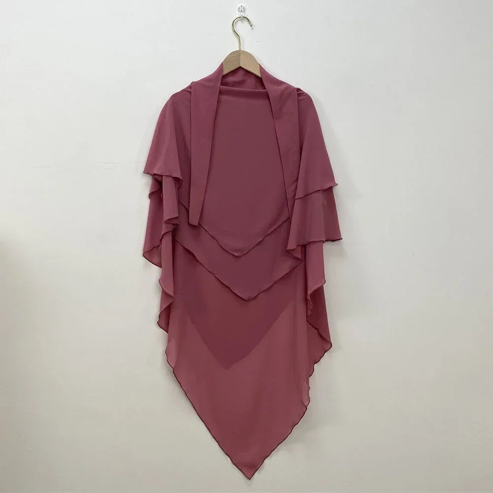 Khimar Chiffon 2-Lagig Hijab Frauen Muslim Bescheidenes Gebet Hijabs Islamische Kleidung Niqab Nikab Robe Abaya