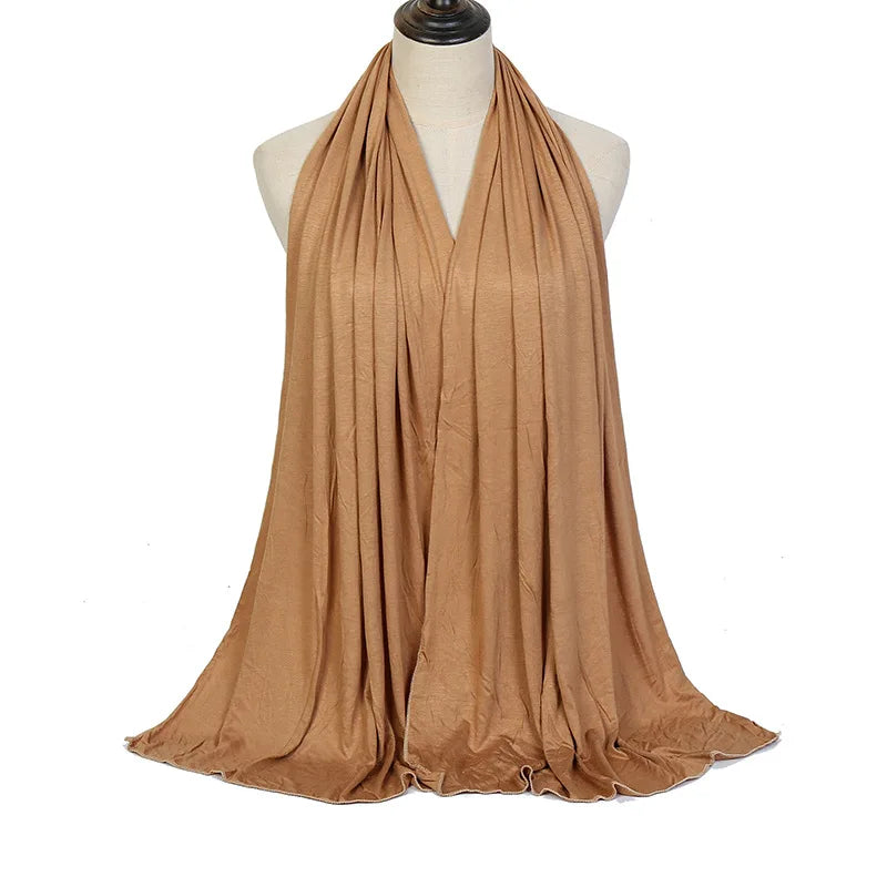 Baumwolljersey-Hijab-Schal, langer muslimischer Schal, schlicht, weich, Turban 170 x 60 cm