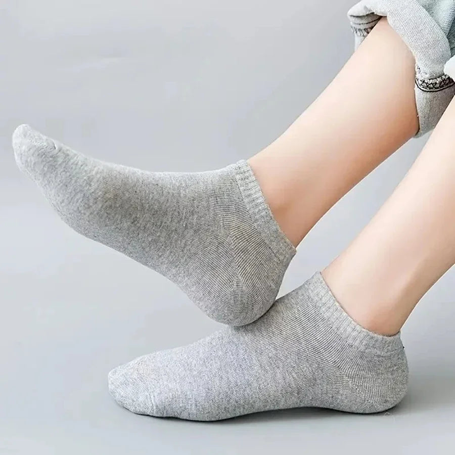10 Paar/Herrensocken Frühling/Sommer Dünne, Atmungsaktive, Weiche Polyester-Baumwollsocken Schwarz Söckchen Bootssocken