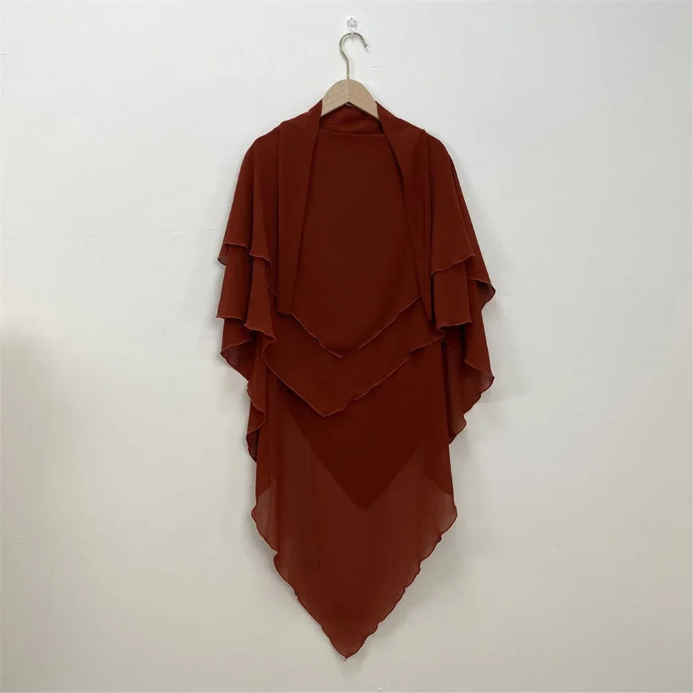 Khimar Chiffon 2-Lagig Hijab Frauen Muslim Bescheidenes Gebet Hijabs Islamische Kleidung Niqab Nikab Robe Abaya
