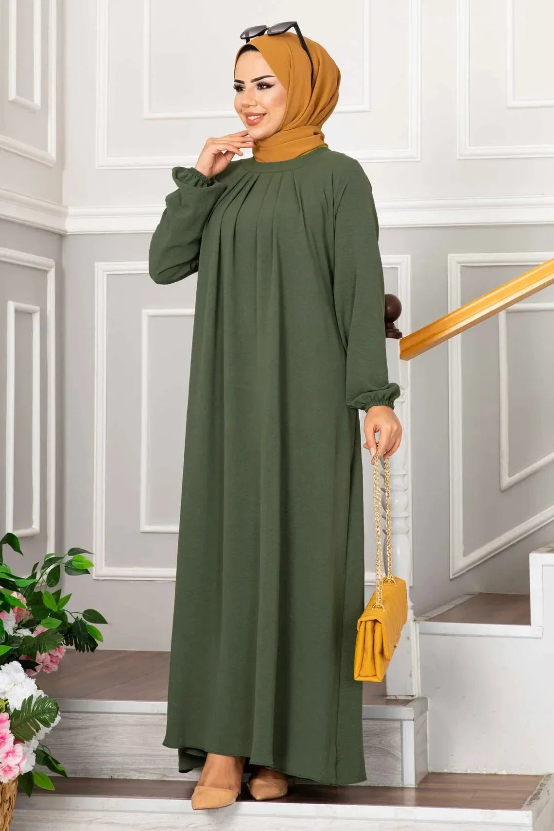 Abaya Muslimisches Kleid Bescheidene Plisseekleider Abayas für Frauen Robe Abaya Kaftan Islamische Kleidung