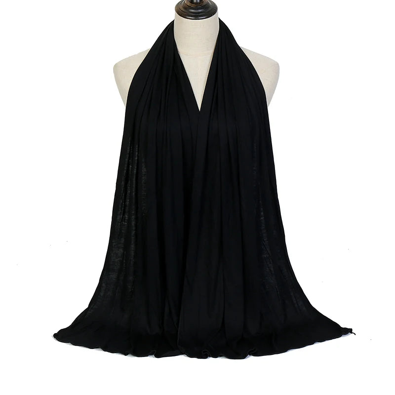 Premium Baumwolljersey Hijab Schal Muslim Langer Schal Einfarbig Weich Turban Krawatte Weibliches Stirnband 170x60cm