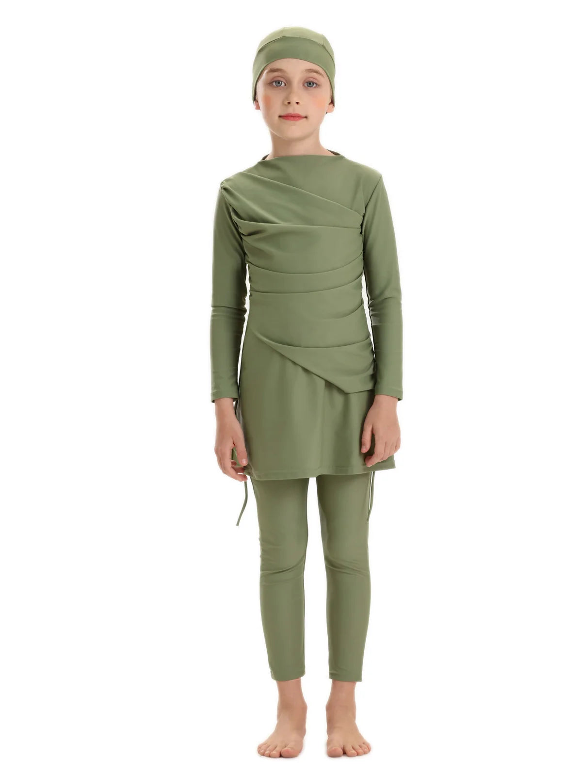 Burkini Abaya 3 teilig Set Kinder Bademode Mädchen Mit Badekappe Kleidung