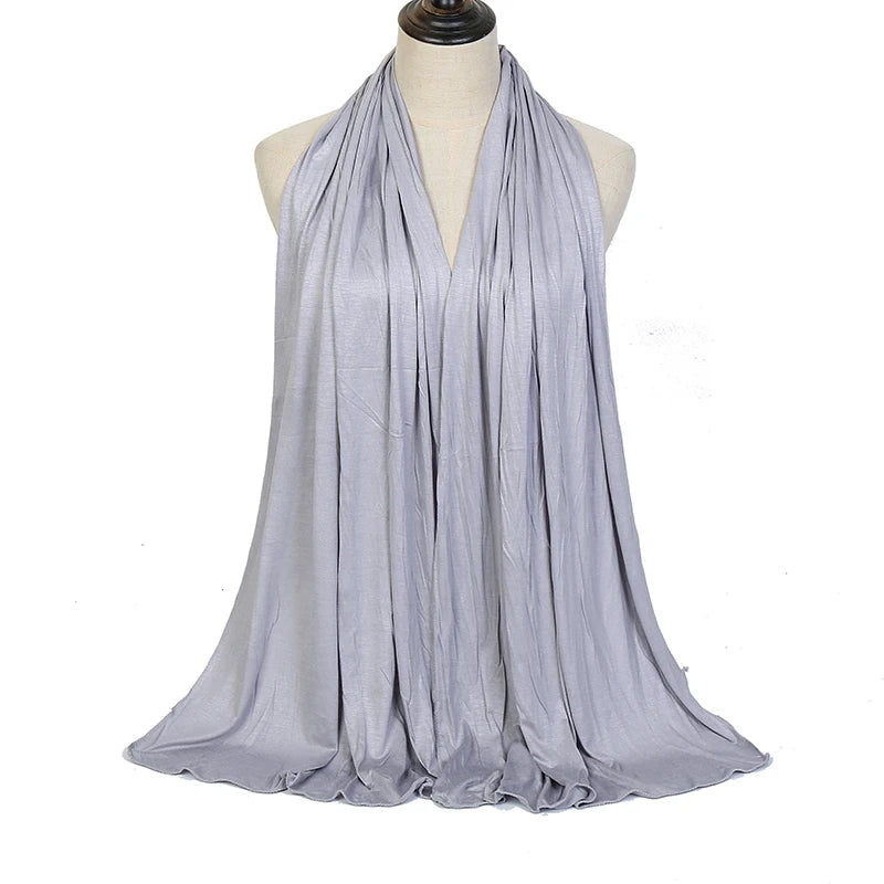 Premium Baumwolljersey Hijab Schal Muslim Langer Schal Einfarbig Weich Turban Krawatte Weibliches Stirnband 170x60cm
