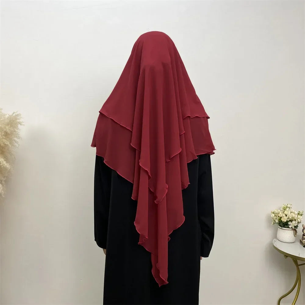 Khimar Chiffon 2-Lagig Hijab Frauen Muslim Bescheidenes Gebet Hijabs Islamische Kleidung Niqab Nikab Robe Abaya