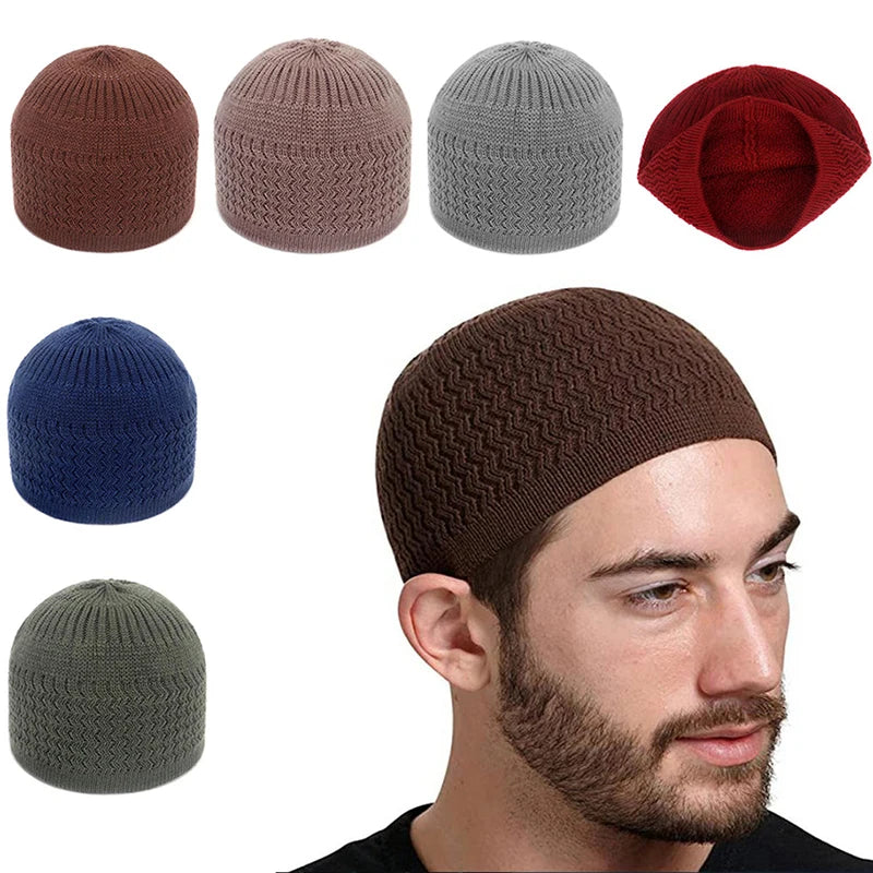 Gestrickte Muslimische Männer Gebetshüte Islamische Mütze Herren