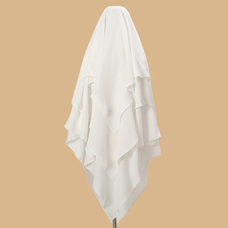 Khimar 3 Lagig, Gebetskhimar, einfarbig, Schal, Kopftuch, 136 x 120 cm