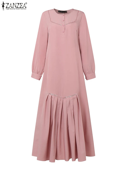 Muslimische Mode Abaya Roben Hijab O-Ausschnitt Langarm Pailletten Kleider Bscheidene Kleid