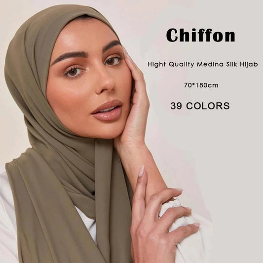 Hijab Premium Chiffon Muslim Hijabs Schal für Frauen Kopftuch Islam Turban