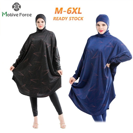 Muslimischer Burkini-Badeanzug für Frauen, bescheidene Bademode, langärmelig, Übergröße, Abaya, Abayas, Badeanzug, Überzüge, Hijab