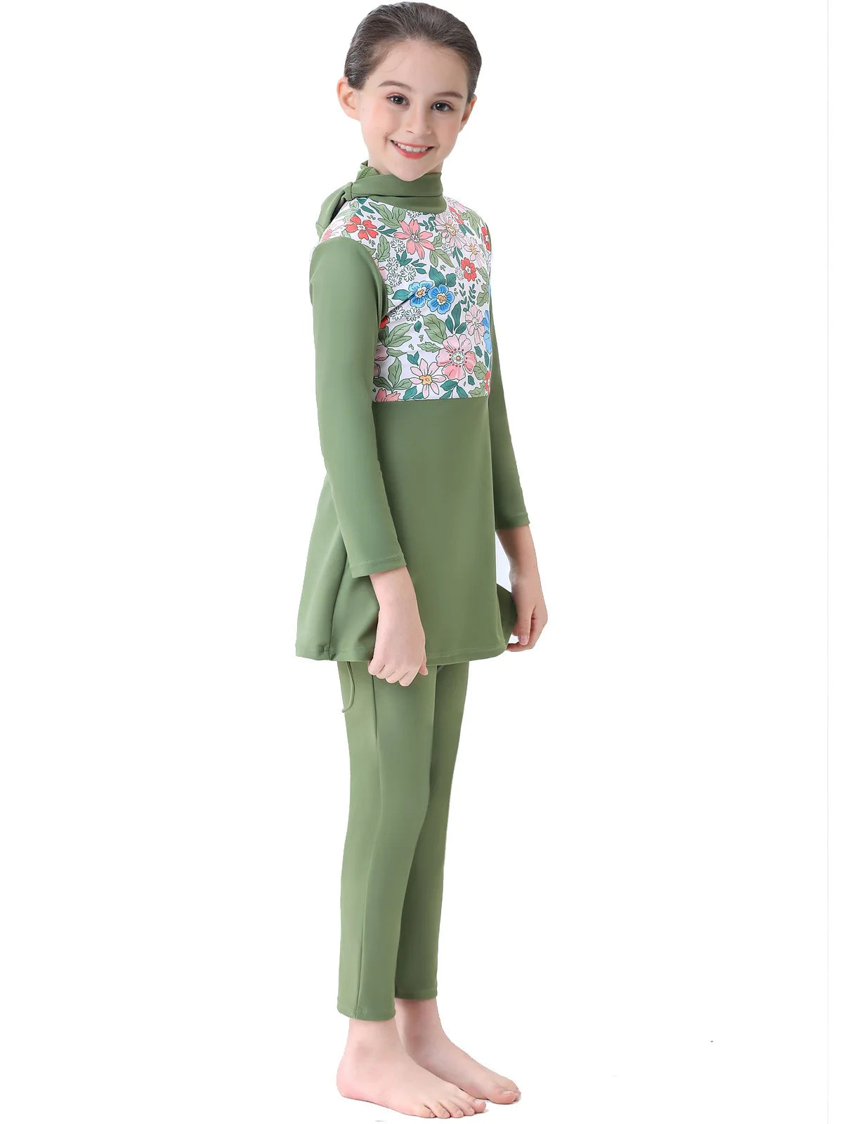 Kinder Bescheidenheit Burkinis Sets Muslimische Kinder Mädchen Kapuzen Hijab Badeanzug Badekostüme Kinder Strandanzug Bademode Zweiteilige Sets