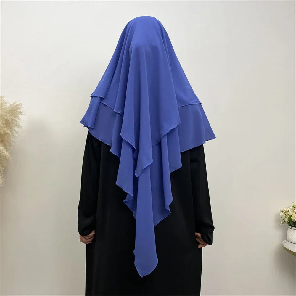 Khimar Chiffon 2-Lagig Hijab Frauen Muslim Bescheidenes Gebet Hijabs Islamische Kleidung Niqab Nikab Robe Abaya