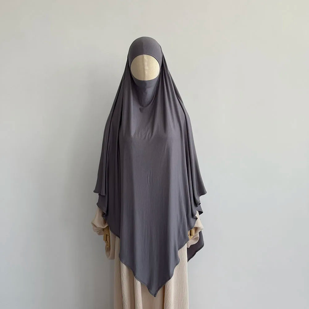 Khimar aus hochwertigem Baumwolljersey, dehnbar, leicht, atmungsaktiv, einlagig, Islam, muslimische Frauen, Eid, Ramadan, langes Gebet, Hijab Khimar
