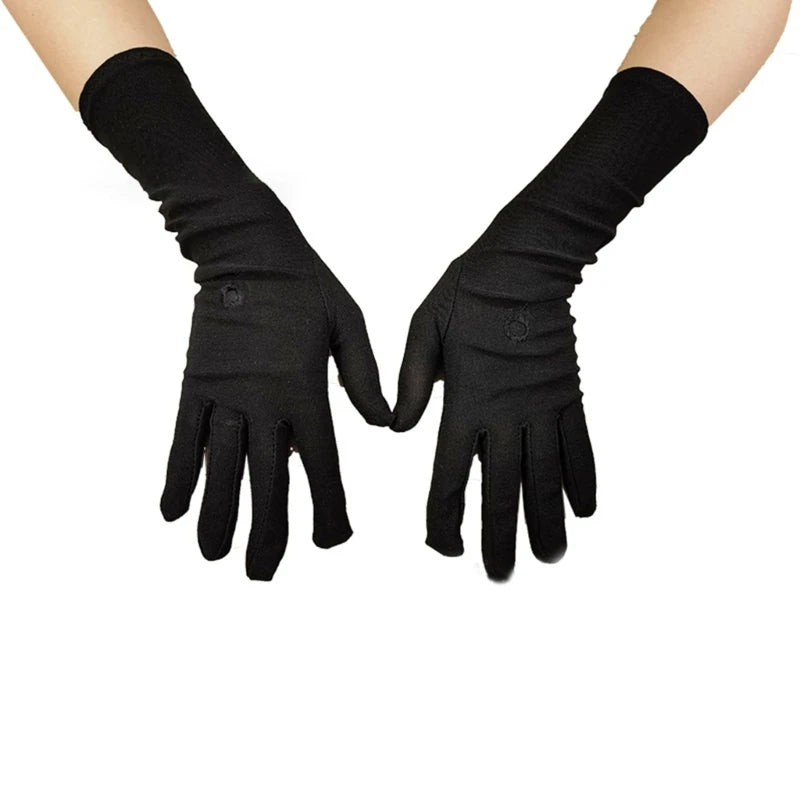 Muslimische schwarze Handschuhe für Frauen, sonnenfeste Armabdeckung, Stickerei, lange Armärmel, Vollfinger, arabische Hijab-Handhandschuhe