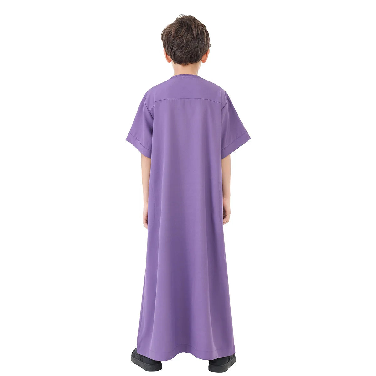 Abaya Junge Thobe Kinderkleid Eid Muslim Lange Robe Reißverschluss Kurzarm  Kaftan