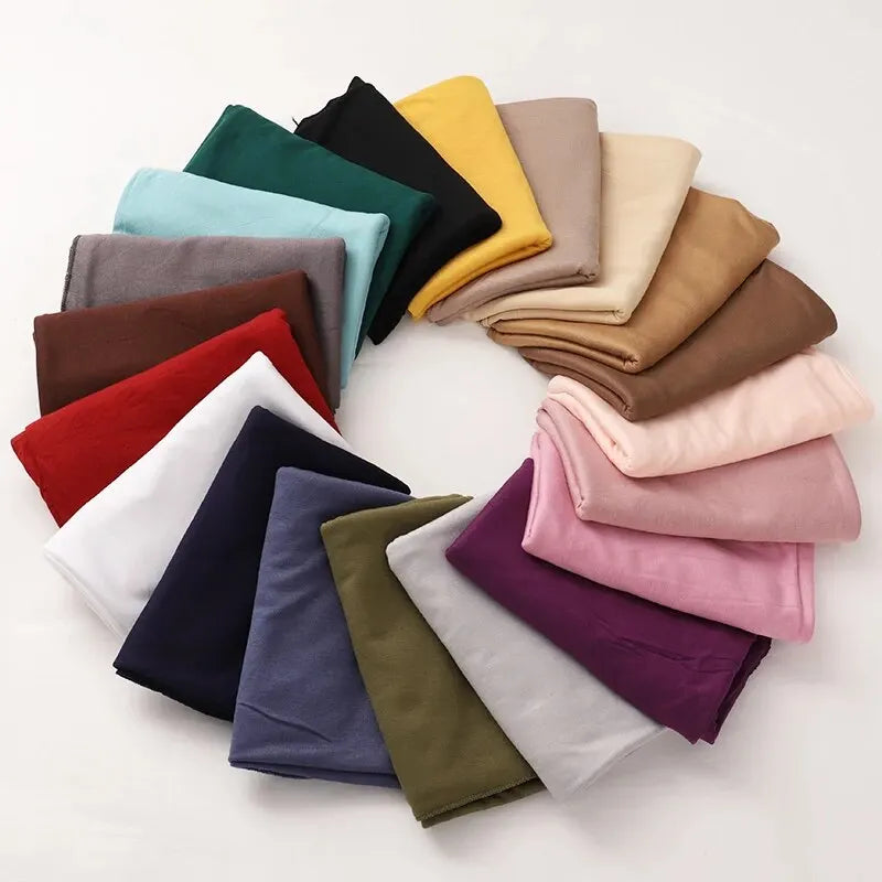 Baumwolljersey-Hijab-Schal, langer muslimischer Schal, schlicht, weich, Turban 170 x 60 cm