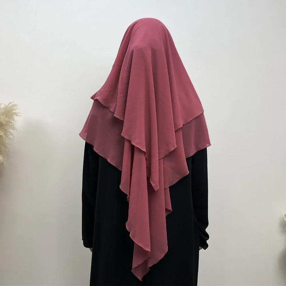 Khimar Chiffon 2-Lagig Hijab Frauen Muslim Bescheidenes Gebet Hijabs Islamische Kleidung Niqab Nikab Robe Abaya