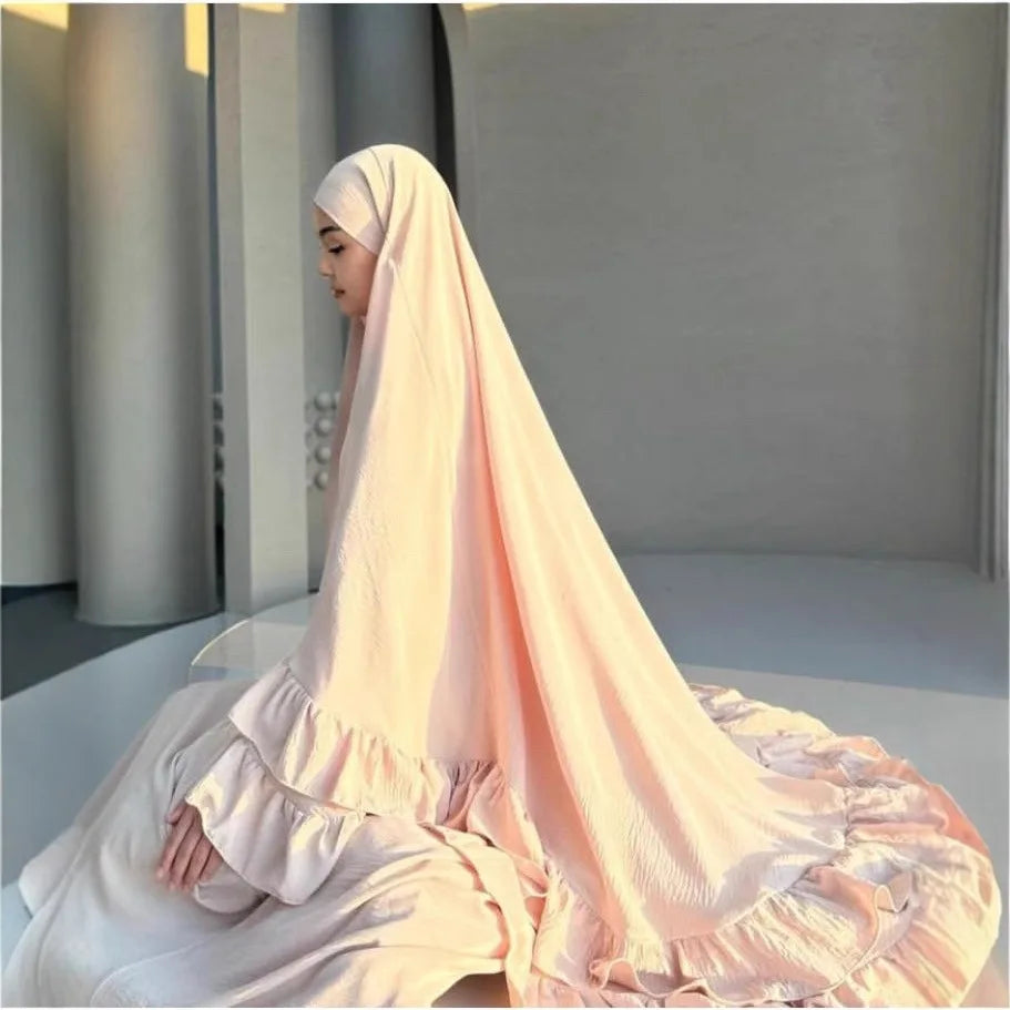 Jilbab 2-teiliges Set Crepe Muslimische Frauen Gebetskleidung Abaya Set Khimar Langes Hijab Kleid Islamische Kleidung Niqab