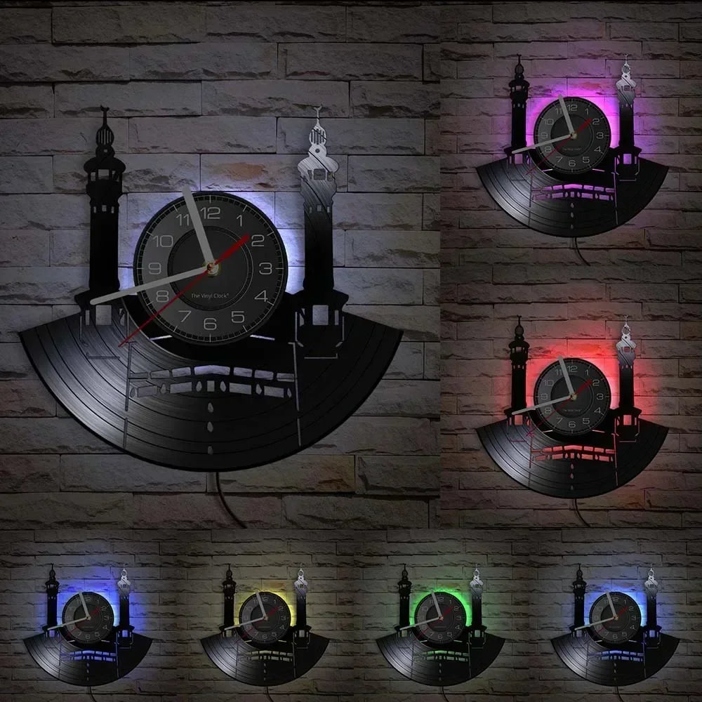 Mekka Wandkunst Wanduhr Islamisch Retro Kabba Muslimische Architektur Dekoration Uhr Geschenk