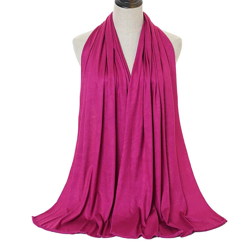 Premium Baumwolljersey Hijab Schal Muslim Langer Schal Einfarbig Weich Turban Krawatte Weibliches Stirnband 170x60cm