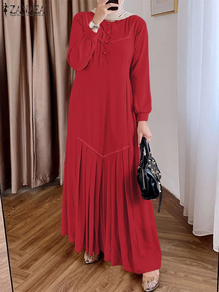 Muslimische Mode Abaya Roben Hijab O-Ausschnitt Langarm Pailletten Kleider Bscheidene Kleid