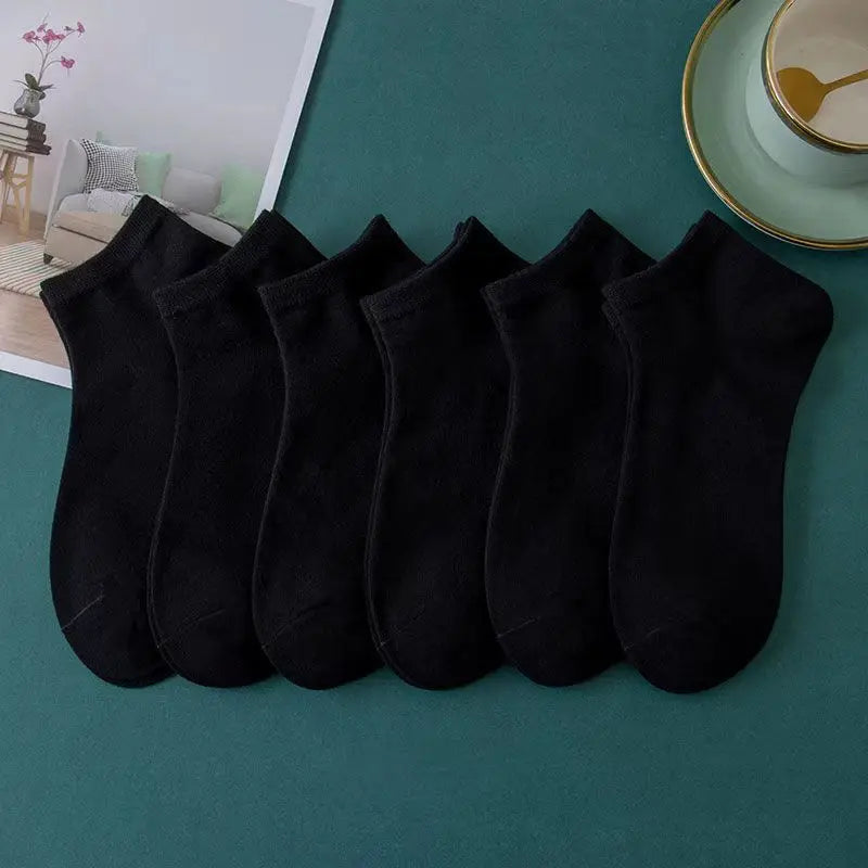 10 Paar/Herrensocken Frühling/Sommer Dünne, Atmungsaktive, Weiche Polyester-Baumwollsocken Schwarz Söckchen Bootssocken