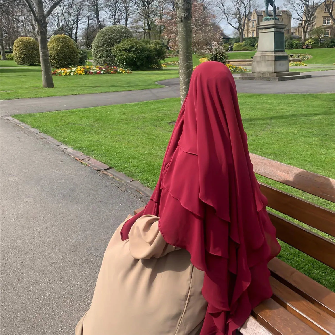 Khimar 3 Lagig, Gebetskhimar, einfarbig, Schal, Kopftuch, 136 x 120 cm